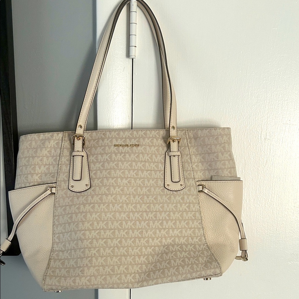 Michael Kors Cream and Tan Tote Bag